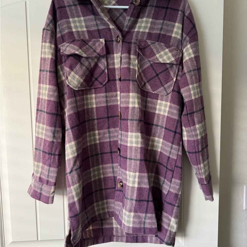 Hem & Thread Lavender Plaid Overshirt